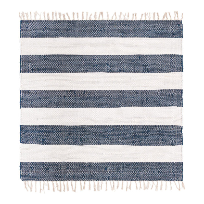 Priolo Cotton Striped Indoor Rug, Square 5'1"