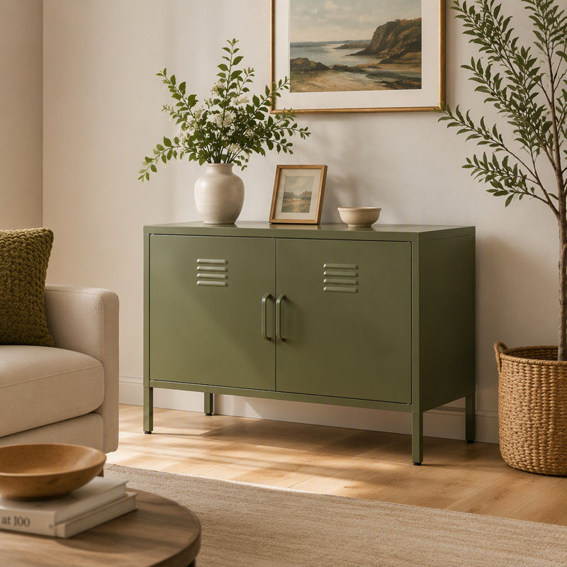 Une armoire de rangement multifonctionnelle en métal d'une hauteur de 25,2 pouces, Vert olive