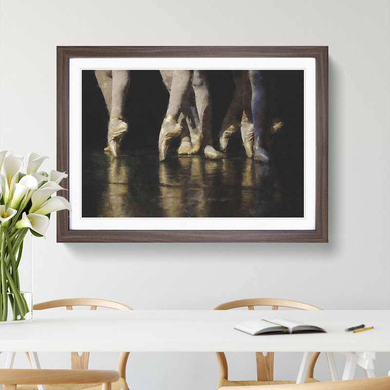 The Ballet Dancers - Picture Frame Graphic Art, 36cm H x 48cm W x 2cm D, Walnut