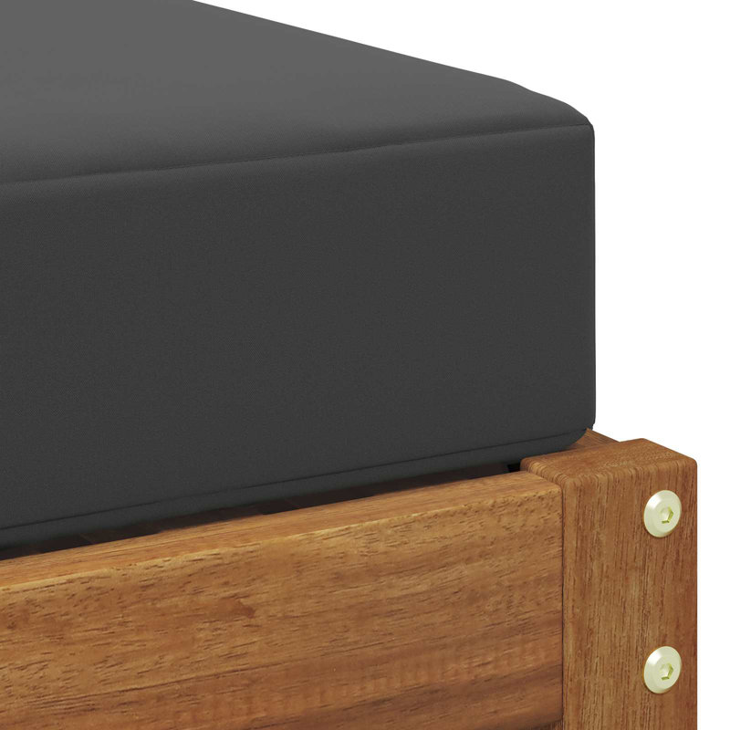  Tabouret 2 pièces en bois d'acacia naturel et anthracite massif