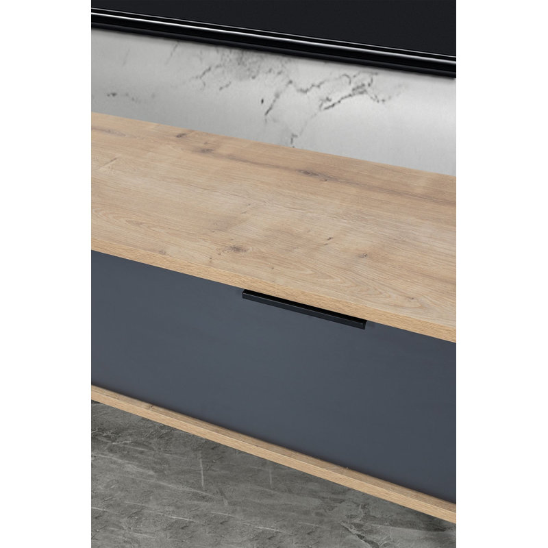 Meuble télé, 7.09" H x 62.99" W x 13.78" D, Sapphire Oak; Anthracite