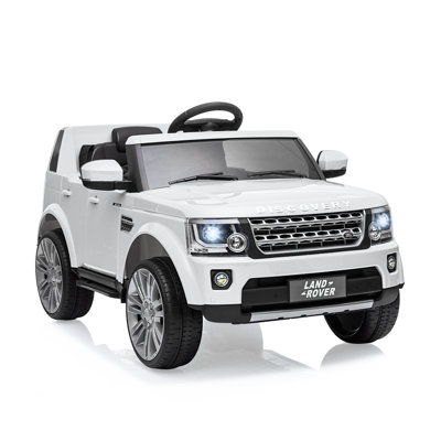 Voiture Land Rover 12V sous licence officielle pour enfants, véhicule électrique avec télécommande pour les parents, 3 vitesses réglables, suspension à ressort, lumières DEL et lecteur de musique pour enfants 3-8
