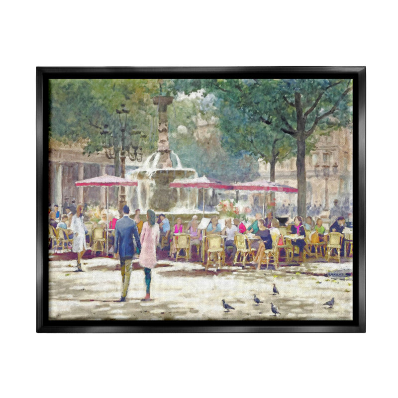 «People At Parisian Cafe» par Steve Hunziker, H 17 po x l 21 po x P 1,7 po, Cadre flottant noir de jais