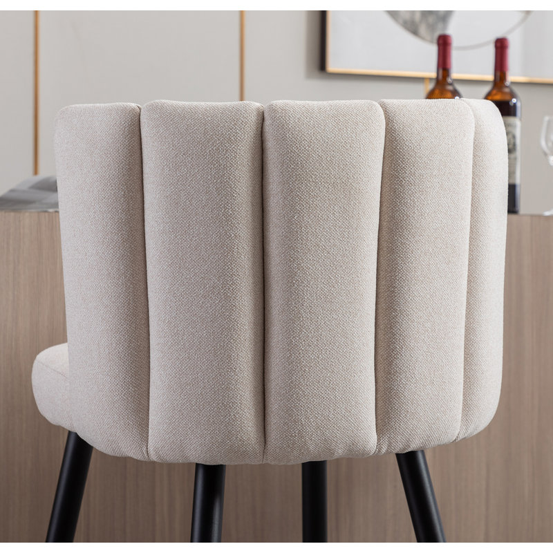 Tabouret Lalo, Tissu beige / cadre noir