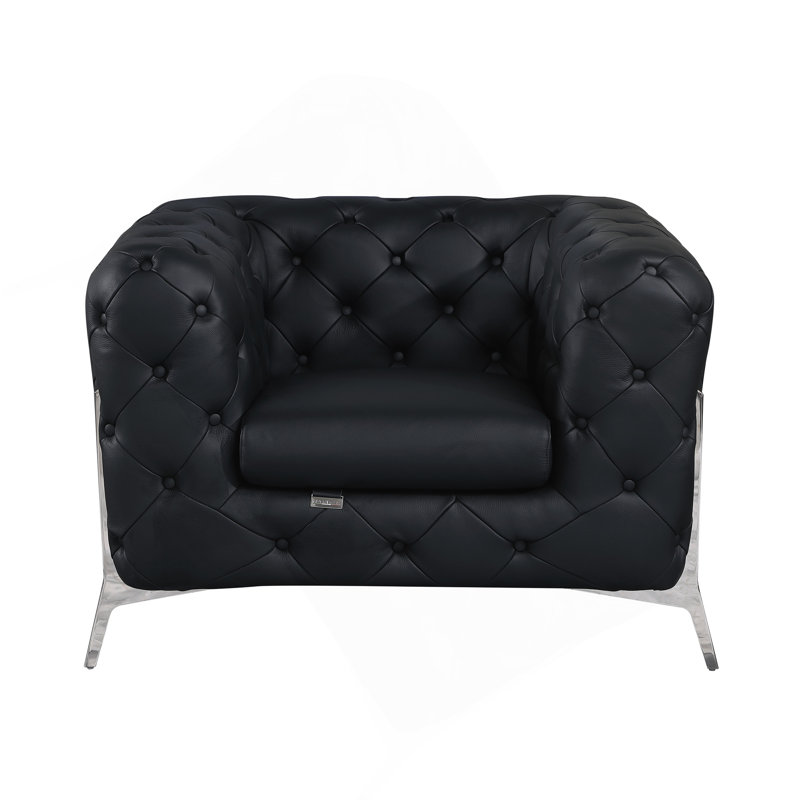 Fauteuil en cuir 100% italien Global, Cuir noir