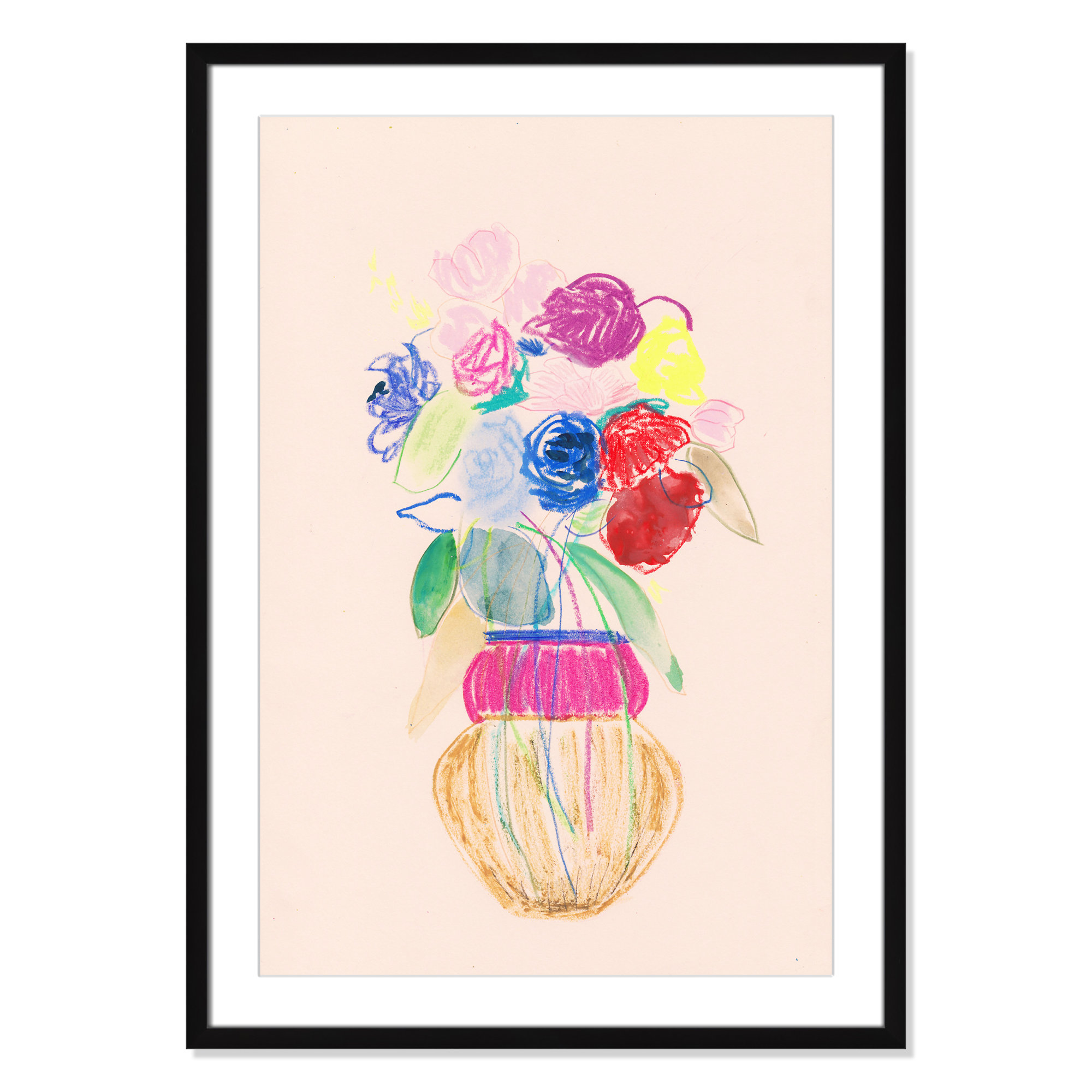 Simple Floral II Print by Bea Dina, Black Single Picture Framed Paper, White, 35.5" H x 25.5" W x 1.25" D