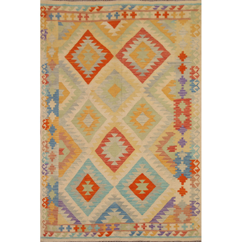Reversible Wool Kilim Oriental Area Rug 5x7