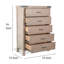 Commode haute à 5 tiroirs Desy, bois d'acajou brun clair