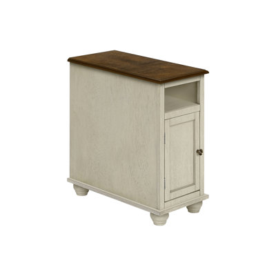 Accent Table, End, Side Table, Bedroom, Nightstand, Narrow, Lamp, Storage, Antique White Veneer, Brown Veneer, Traditional