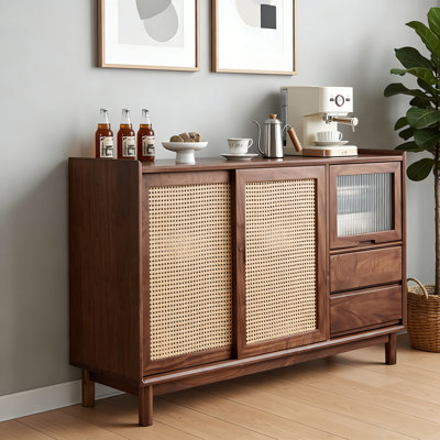 Simple black walnut solid wood sideboard