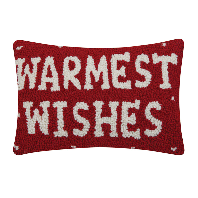 Warmest Wishes Wool Hook Petite Holiday Pillow
