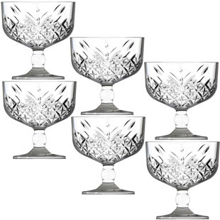 6 Pcs Glass Footed Ice Cream Cup Bowl Set (Set of 6)