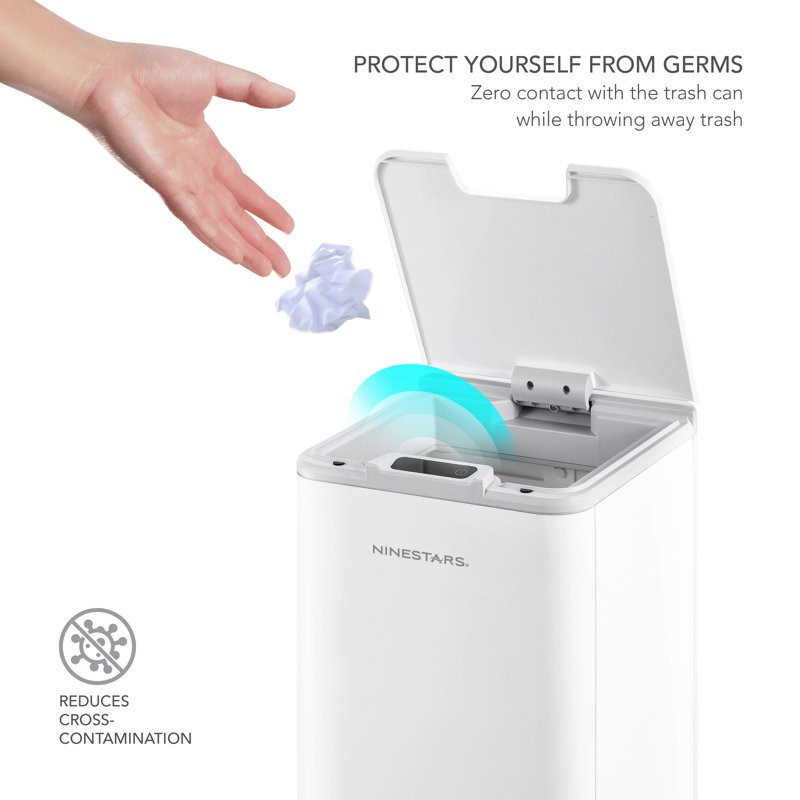 White Plastic 2.6 Gallon Motion Sensor Trash Can