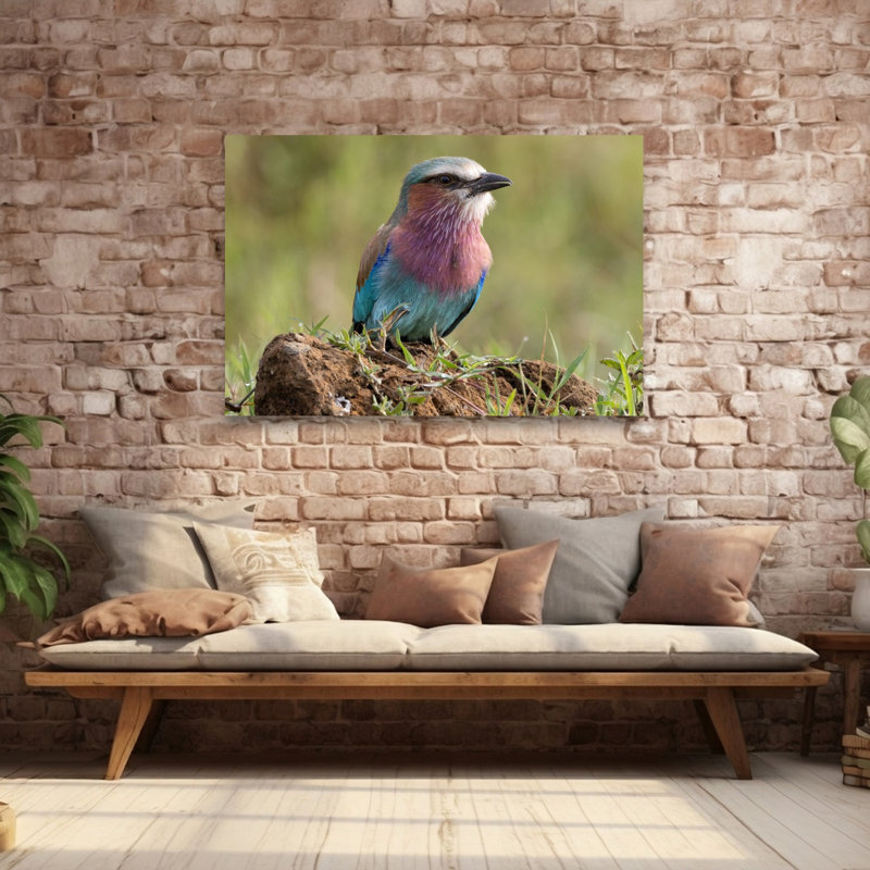 Vibrant Lilac Roller Colorful Peaceful Serene Bird Lilac Nature Tropical Wall Art Print 1 Piece Wrapped Canvas Wall Art