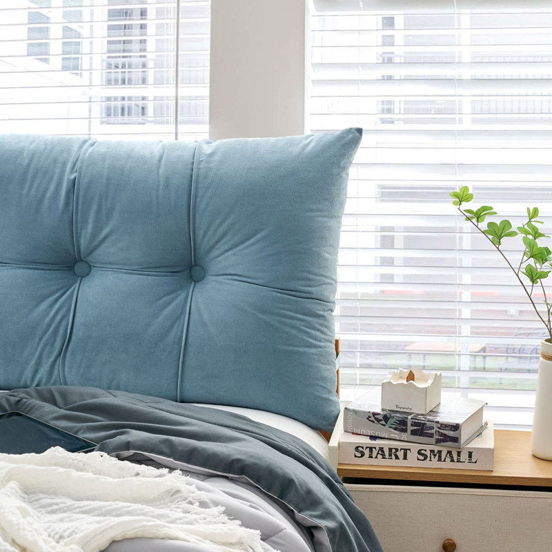 Tête de lit simple très moelleuse Rainha, Bleu fumé
