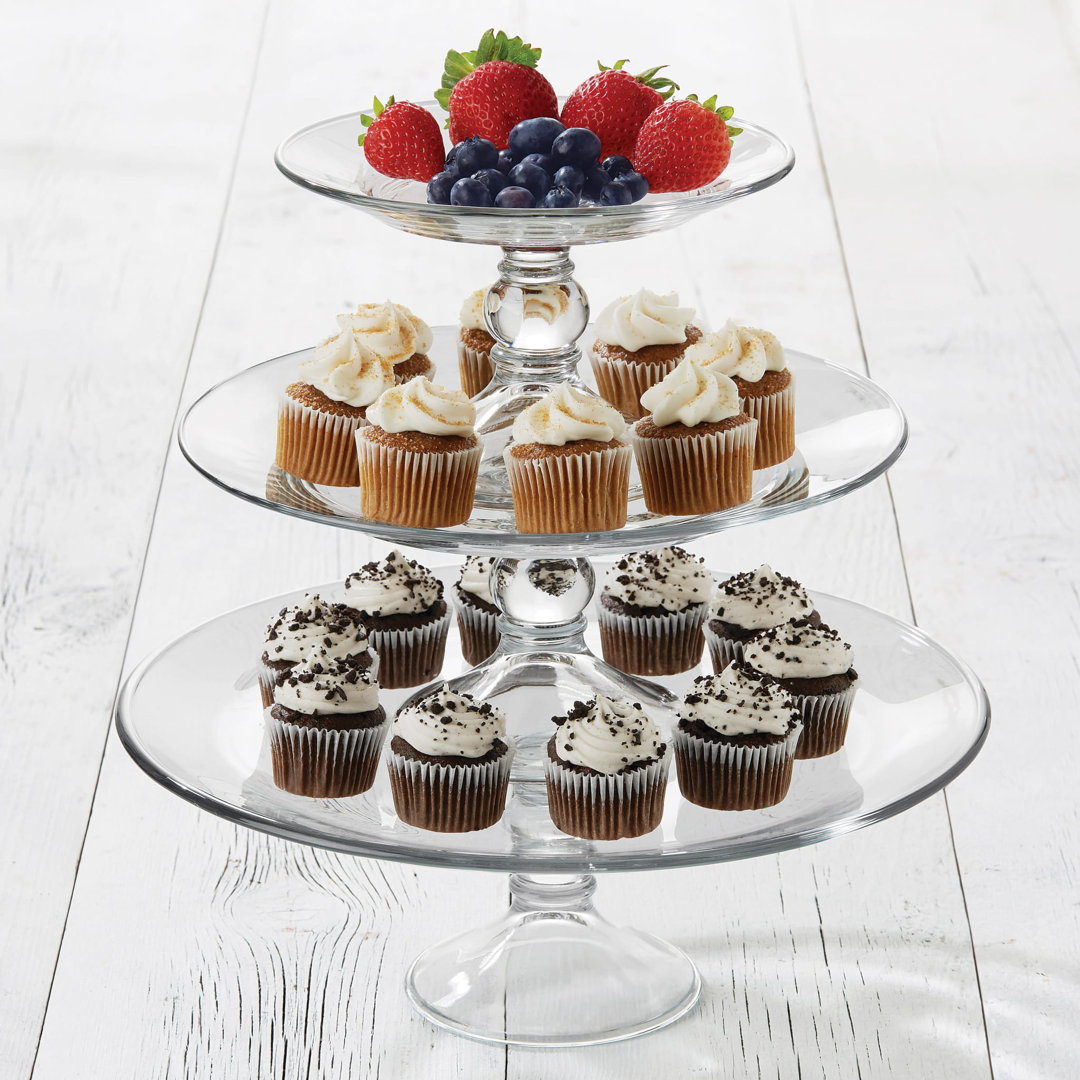 Libbey Selene 3-Tier Glass Footed Server Set Libbey