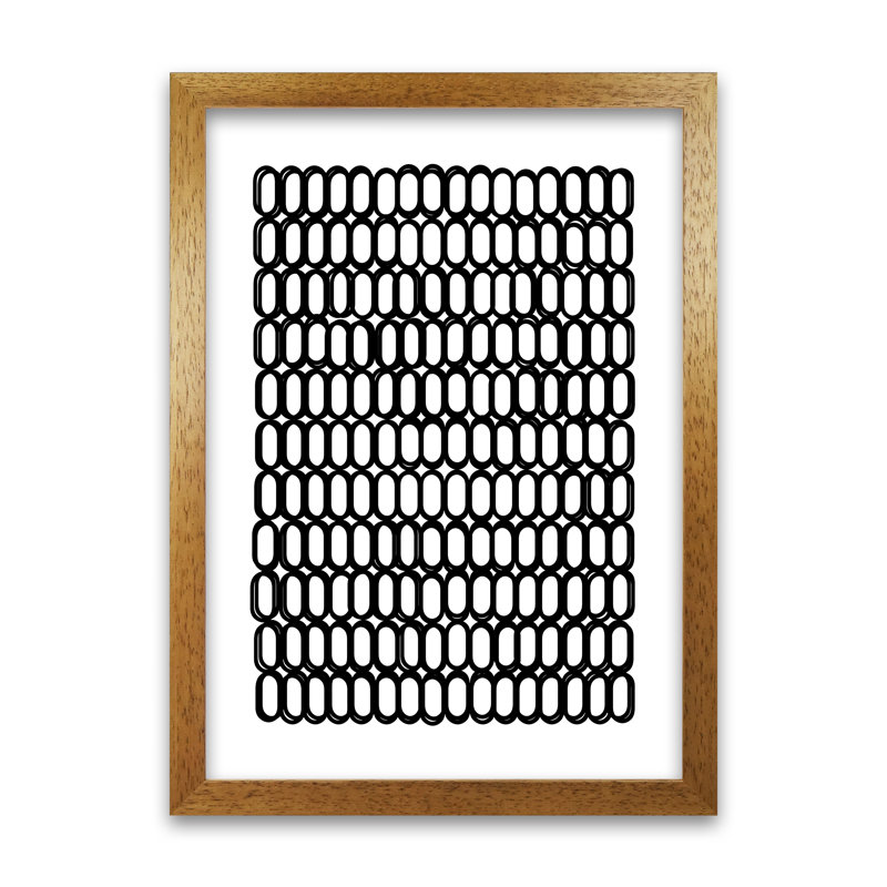 Black And White Oval Multi - Print, Oak Frame, 84cm H x 59cm W x 3cm D