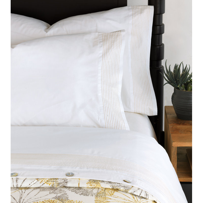 Ensemble de draps en lin Marsden, Double, Blanc / champagne