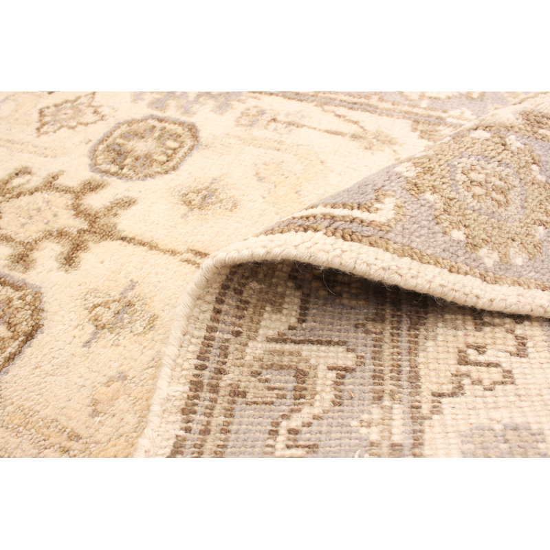 Tapis intérieur en laine de couloir 2 pi 6 po x 8 pi 6 po "one-of-a-kind-noué la 2010 ushak crème/brun" Aiko