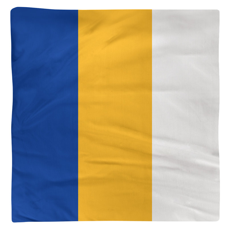 Striped Square Napkin, Blue/Gold/White, 10" H x 10" W x 0.25" D, Poly Twill