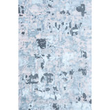 Abstract Area Rug in Turquoise/Ivory
