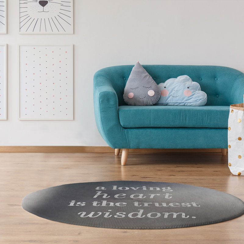 Quotes Chenille Indoor Rug, Round 5'