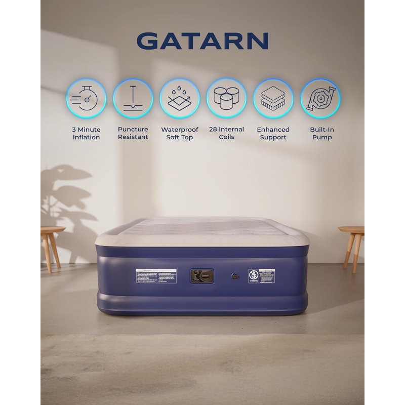 Single Size Air Bed with Built-in Electric Pump For Guest, Camping & Home Use - 191x99x46cm, 137cm W x 195cm D