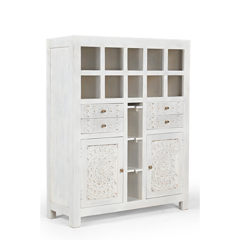  Armoire-bar en bois sculpté à la main avec tiroirs et tablettes JABOT
