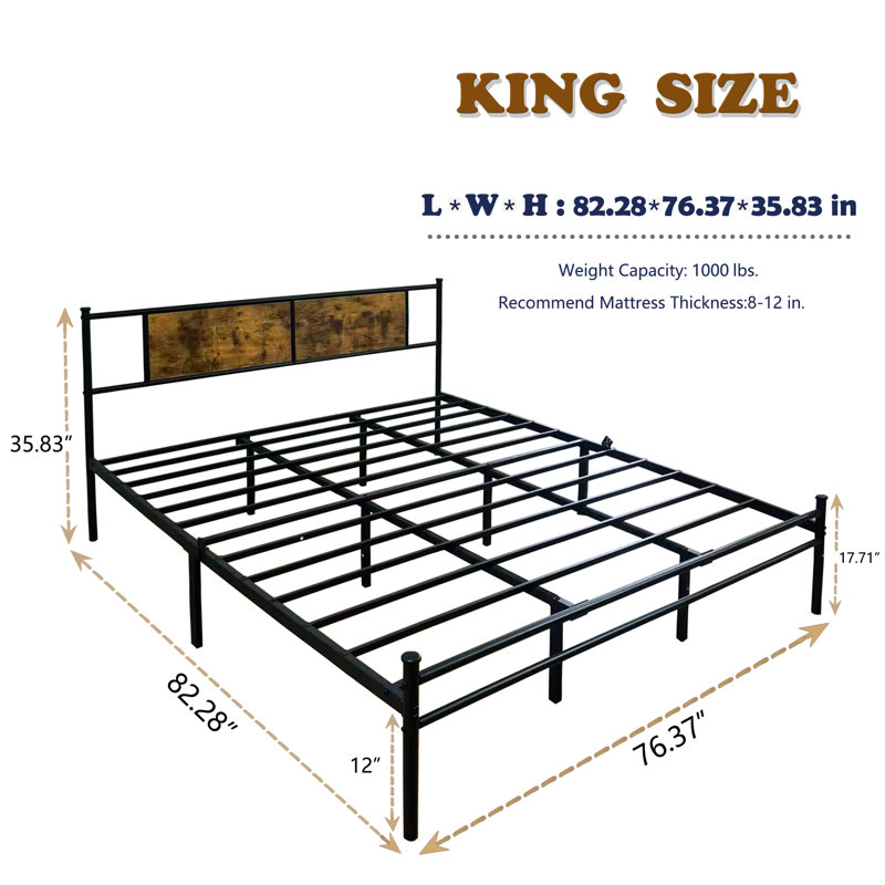 Très grande base de lit avec tête et pied de lit en bois