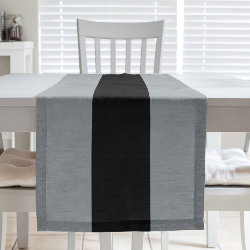 Las Vegas Football Stripes Table Runner, 72" L x 16" W, Dark Gray/Black, Cotton Blend