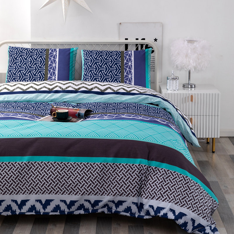Wblanket Modern & Contemporary Polyester Jersey Knit Geometric Shapes Duvet Cover, King Duvet Cover