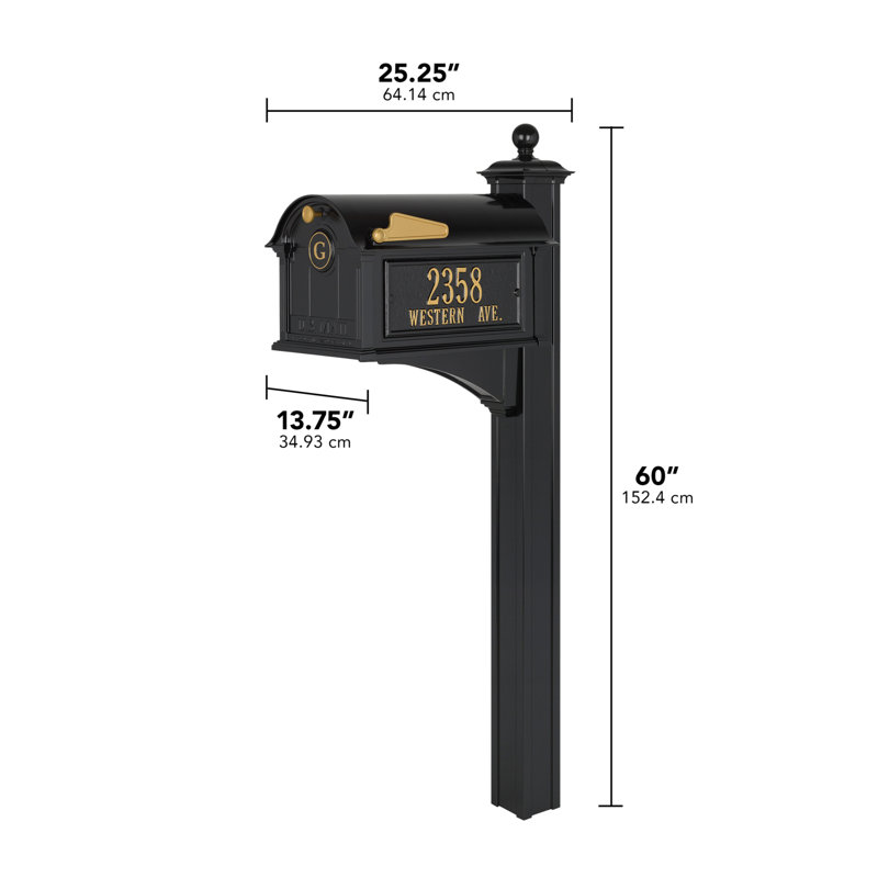 Balmoral Post Mounted Mailbox, Black, Yes