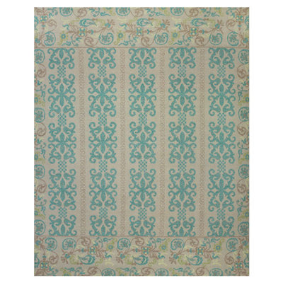 Tapis bleu sarcelle / vert en laine touffeté à la main Giraldo