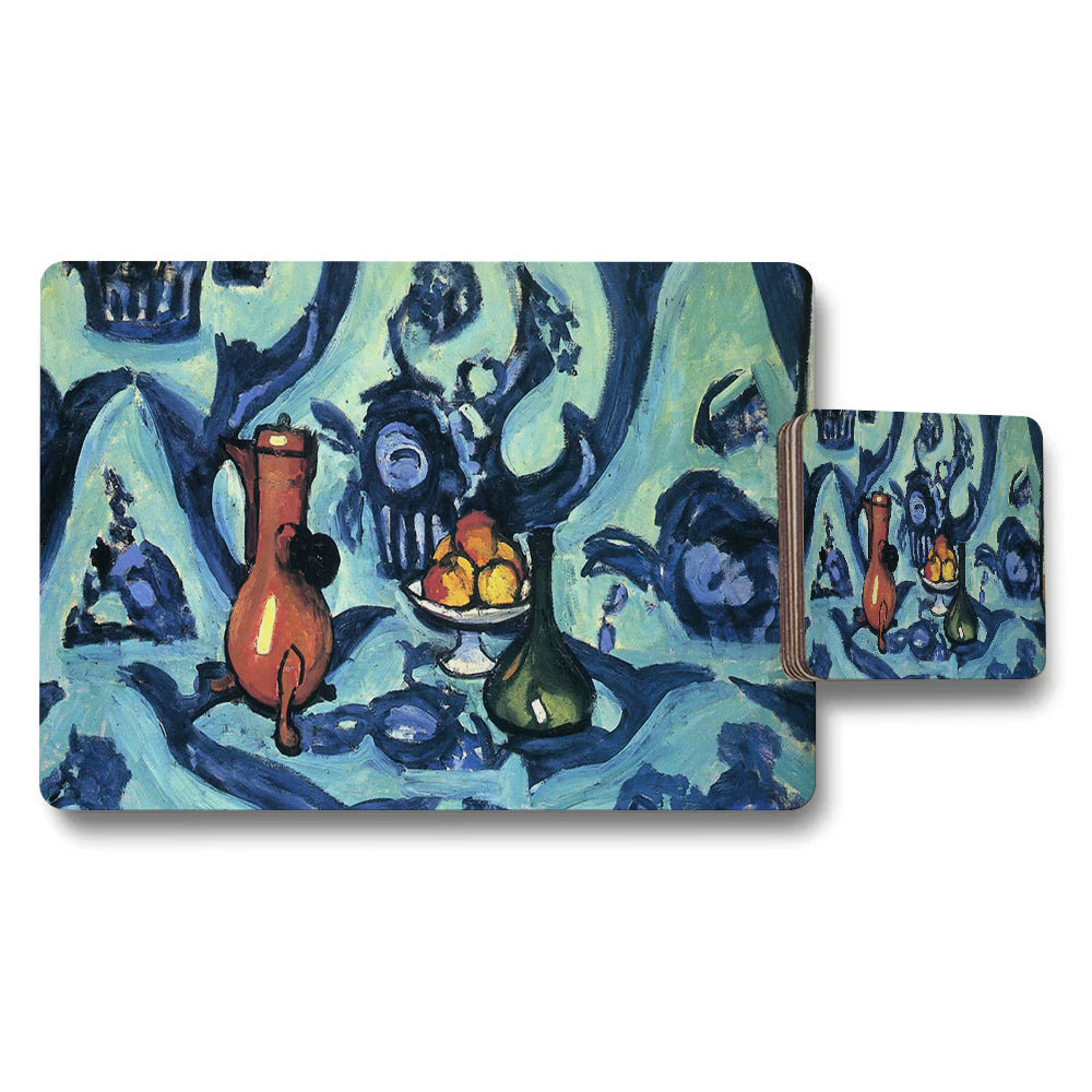 Blue Abstract Still Life Placemat And Coaster Set Artwork