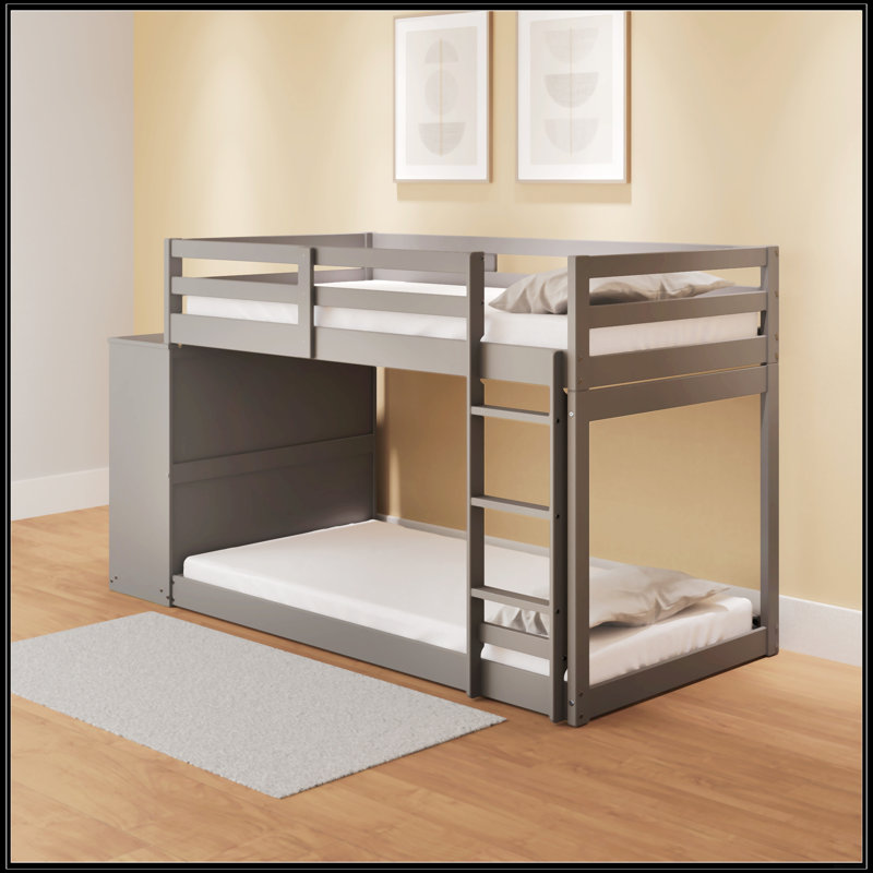 Grey Finish Twin/Twin Bunk Bed With 4 Drawers And 3 Compartments