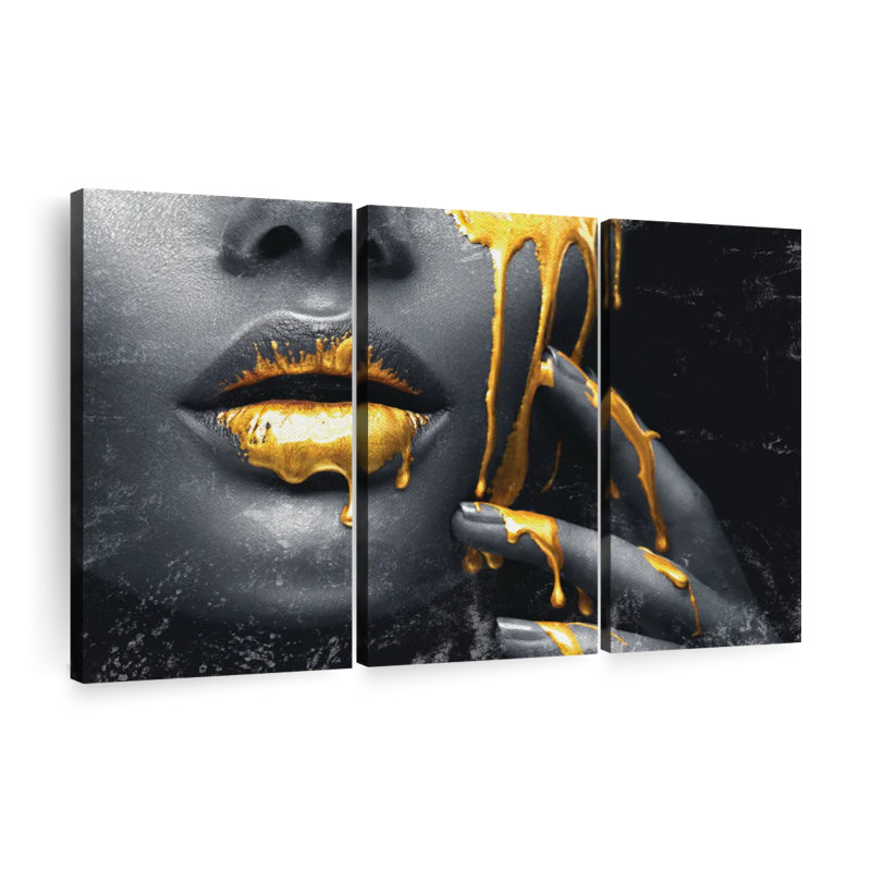Ensemble de 3 gouttes de peinture grunge sur toile, H 24 po x l 38 po x P 1,25 po