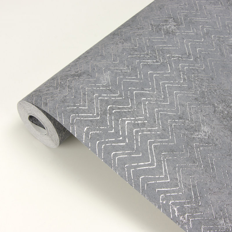 Rouleau de papier peint à chevrons L 33 pi x l 27,5 po, Étain