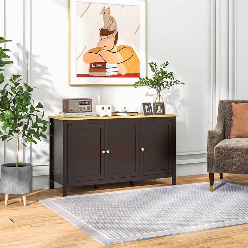 Buffet, armoire de rangement, buffet avec portes, noir