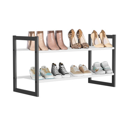 Range-chaussures à 2 niveaux, étagère à chaussures pour 12 paires de chaussures