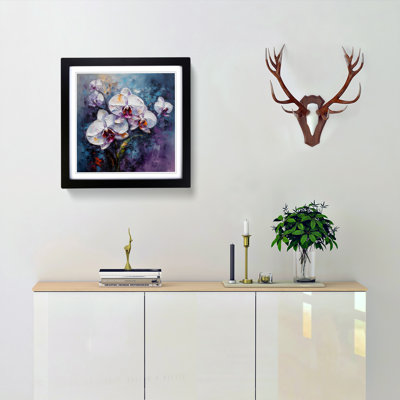 Orchid Flower Palette Knife Painting No.5 - Single Picture Frame Print on Wood