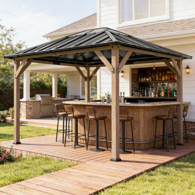 Pavillon de jardin extérieur spacieux, pavillon de jardin à toit rigide