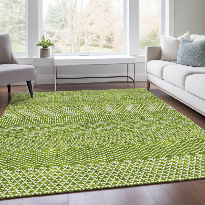 Tapis lime Prisco lavable à la machine de qualité supérieure, Rectangulaire 8 pi x 10 pi