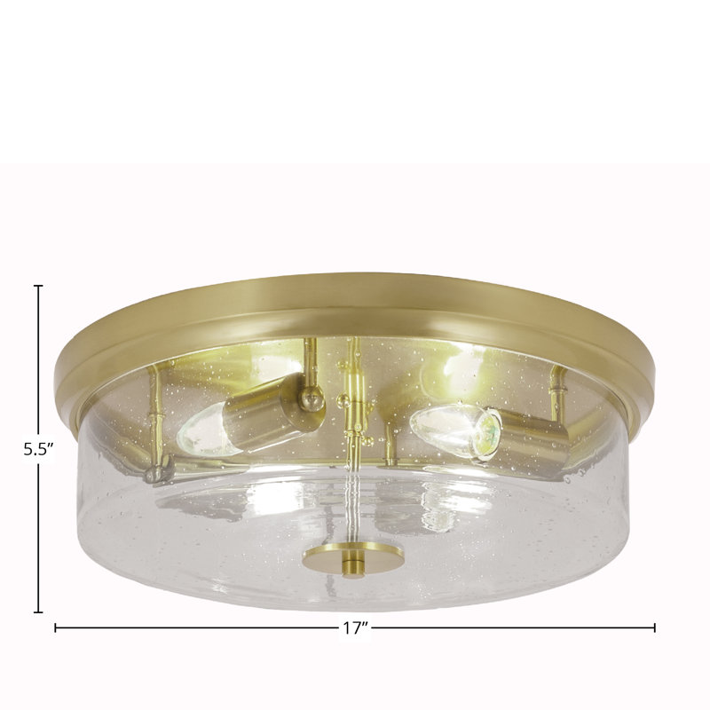 Sandon 17" Flush Mount, 4-Bulbs, With Bubble Glass, Gold