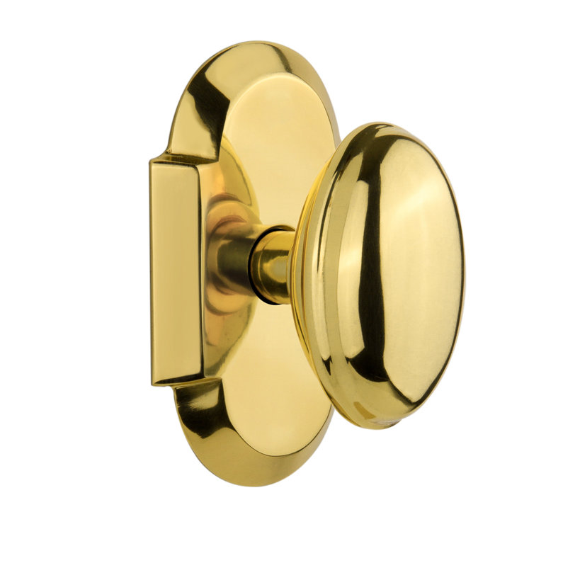 Cottage Plate with Homestead Door Knob, Polished Brass, 2-3/8"