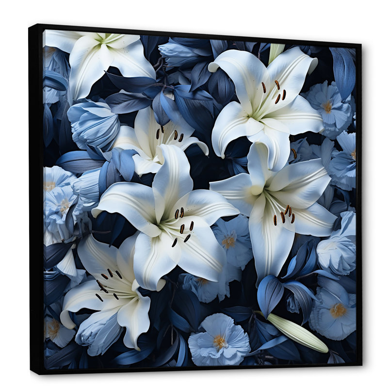 «White Lily», impression sur toile, Cadre flottant noir, H 16 po x l 16 po x P 1 po