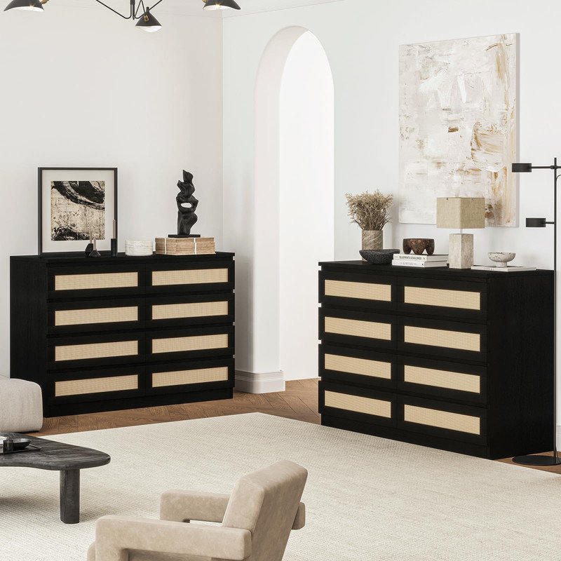 8-Drawer Dresser for Bedroom, Double Wood Chest of Drawers for Closet, Nightstand, TV Stand, Living Room, Entryway, or Hallway