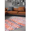 Tapis décoratif à motif géométrique orange et gris-294185944