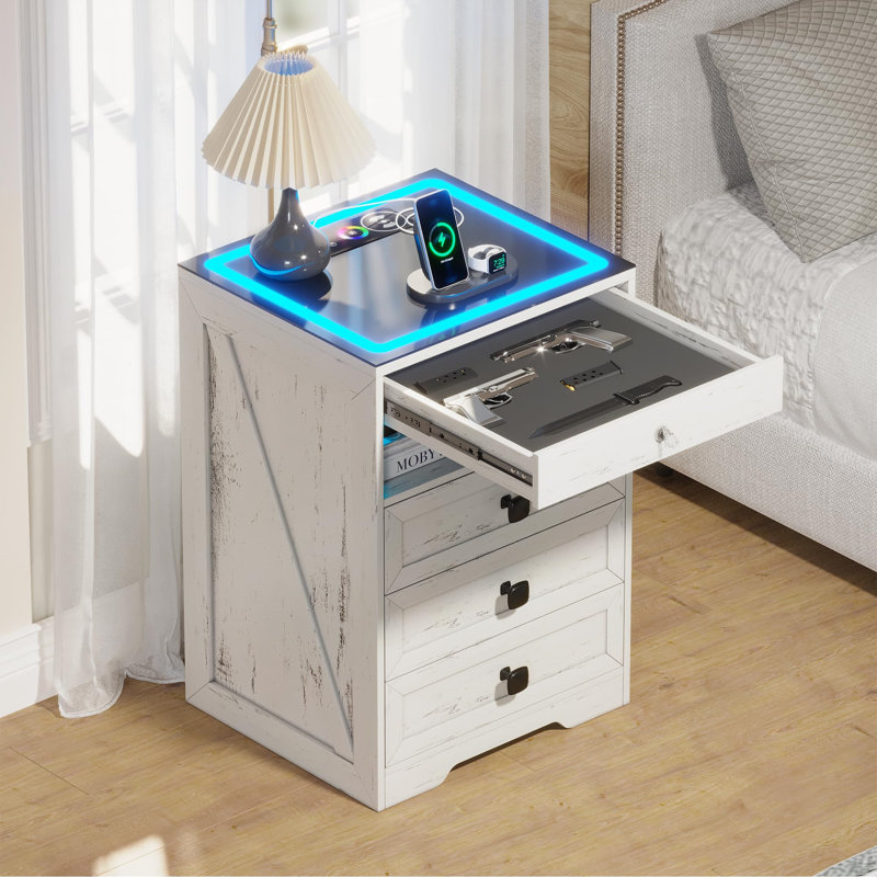 45cm W Manufactured Wood Bedside Table