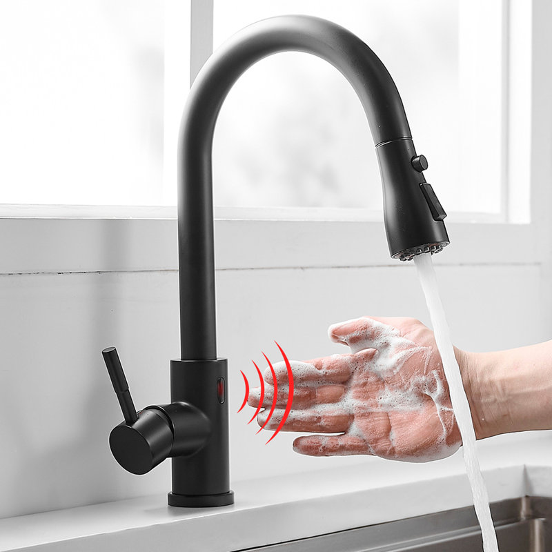Touchless Kitchen Faucet With Pull Down Sprayer, Black