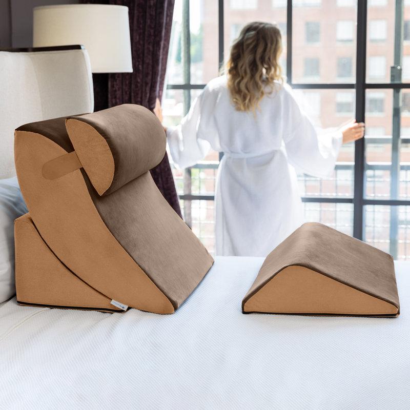 Mocha and Camel Orthopedic Support Wedge Pillow Comfort System